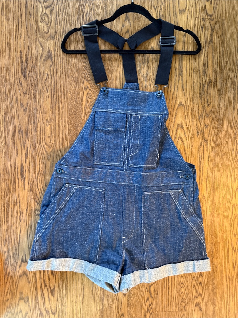 G star Denim Short Overalls with Adjustable Black Straps